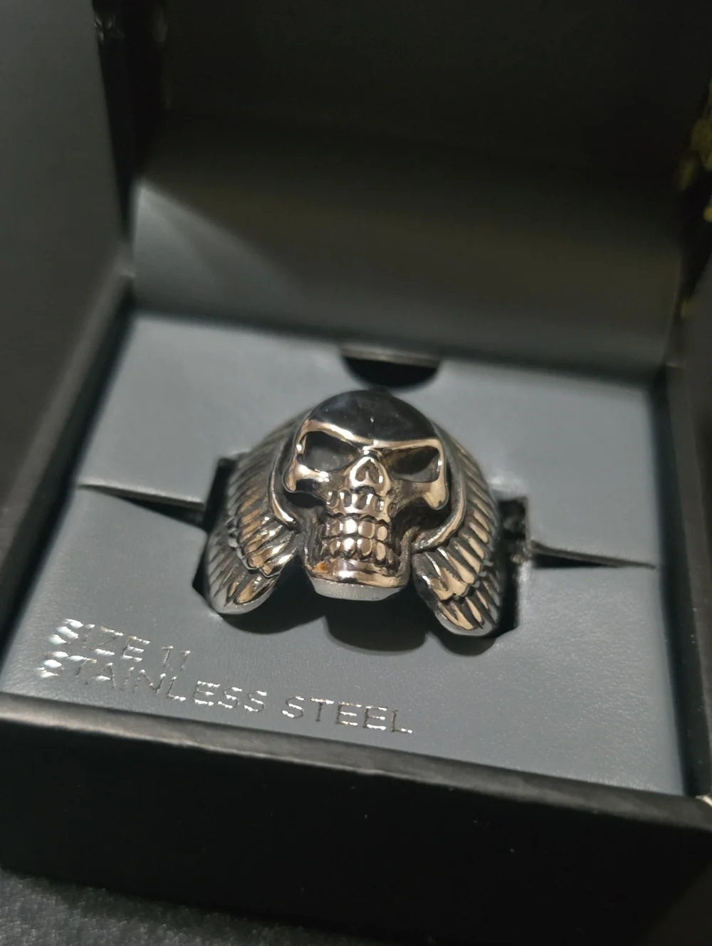 Ed Hardy RARE Skull Wings Stainless Steel Men's Ring Size 11 NIB/NWT